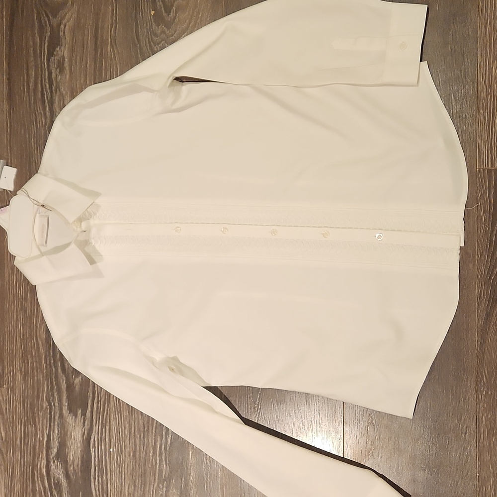 ❤️ NWT! CHICOS NO IRON BUTTON DOWN STRETCH COTTON POPLIN SHIRT, 8 -10 - Picture 8 of 8